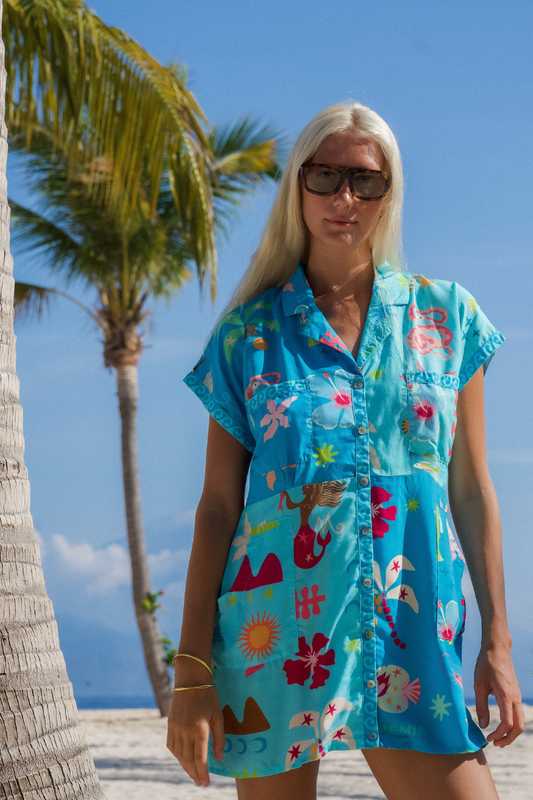 Blue Marlin Shirt Dress