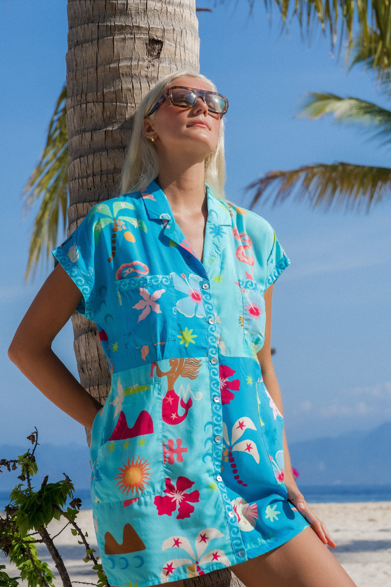 Blue Marlin Shirt Dress
