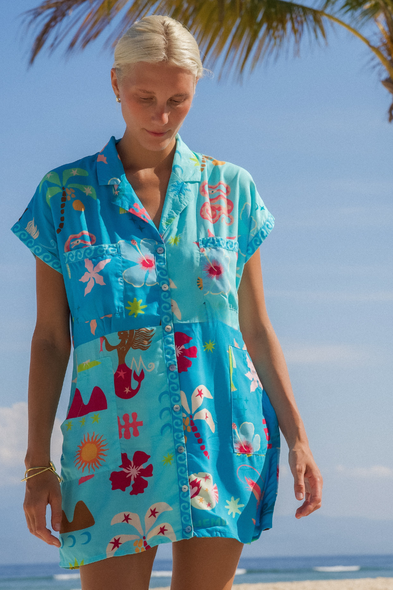 Blue Marlin Shirt Dress