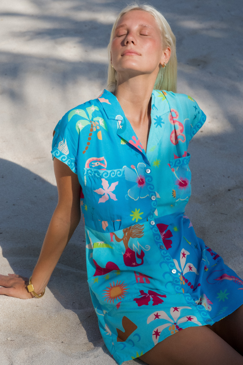 Blue Marlin Shirt Dress