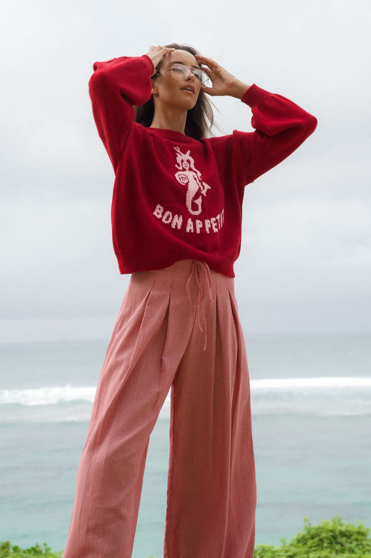 Houndstooth Wide Leg Pants