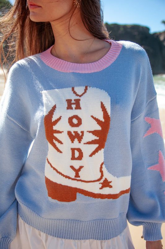 Howdy Knit Sweater Blue - W/S Pack of 5