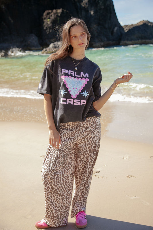 Leopard Print Barrel Pants