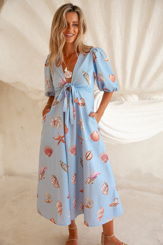 Corsica Shell Maxi Dress - Blue