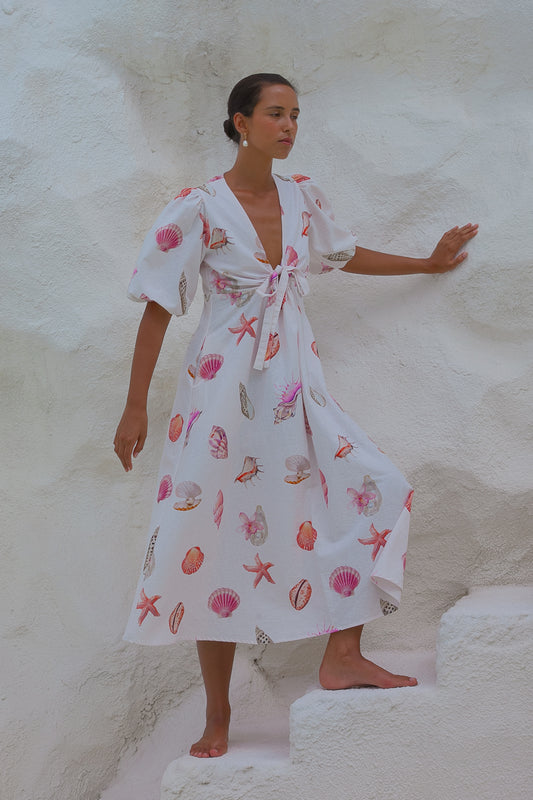 Corsica Shell Maxi Dress - White | W/S Pack of 5