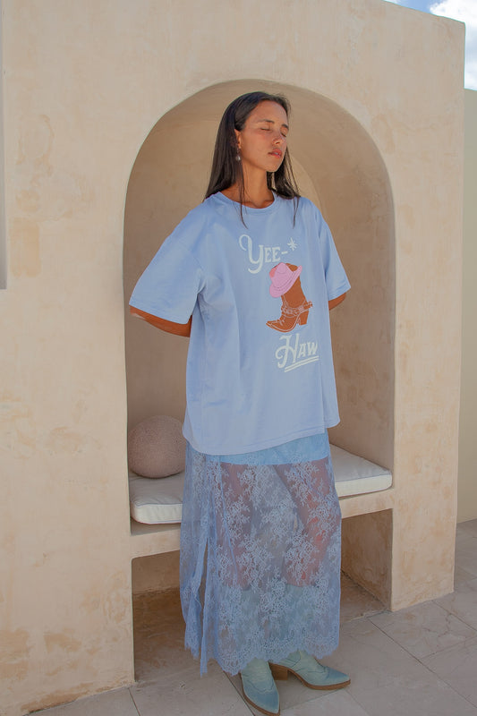 Daintree Lace Skirt- Dusty Blue