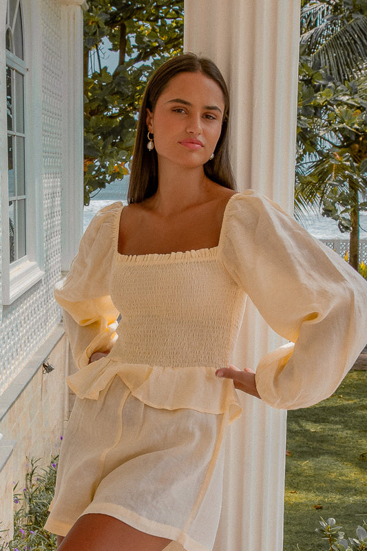 Montana Linen Playsuit Butter - W/S Pack of 5