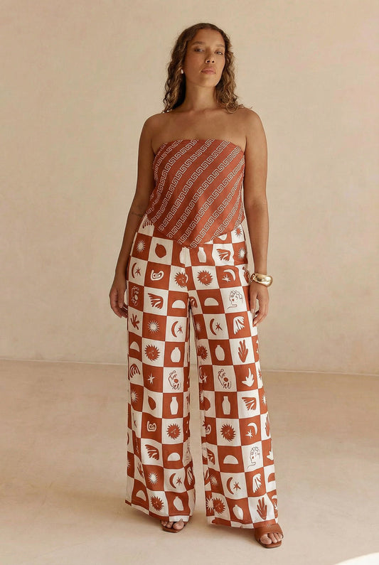 Achillies Pant- Sundance Print-Brown