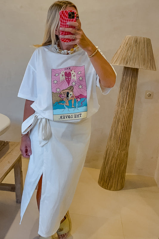 Anna Corduroy White Wrap Skirt