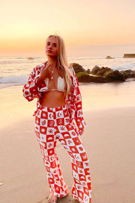 Achillies Pant- Sundance Print-Brown Brown and white pants