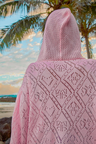 pink crochet sweater ladies with hood