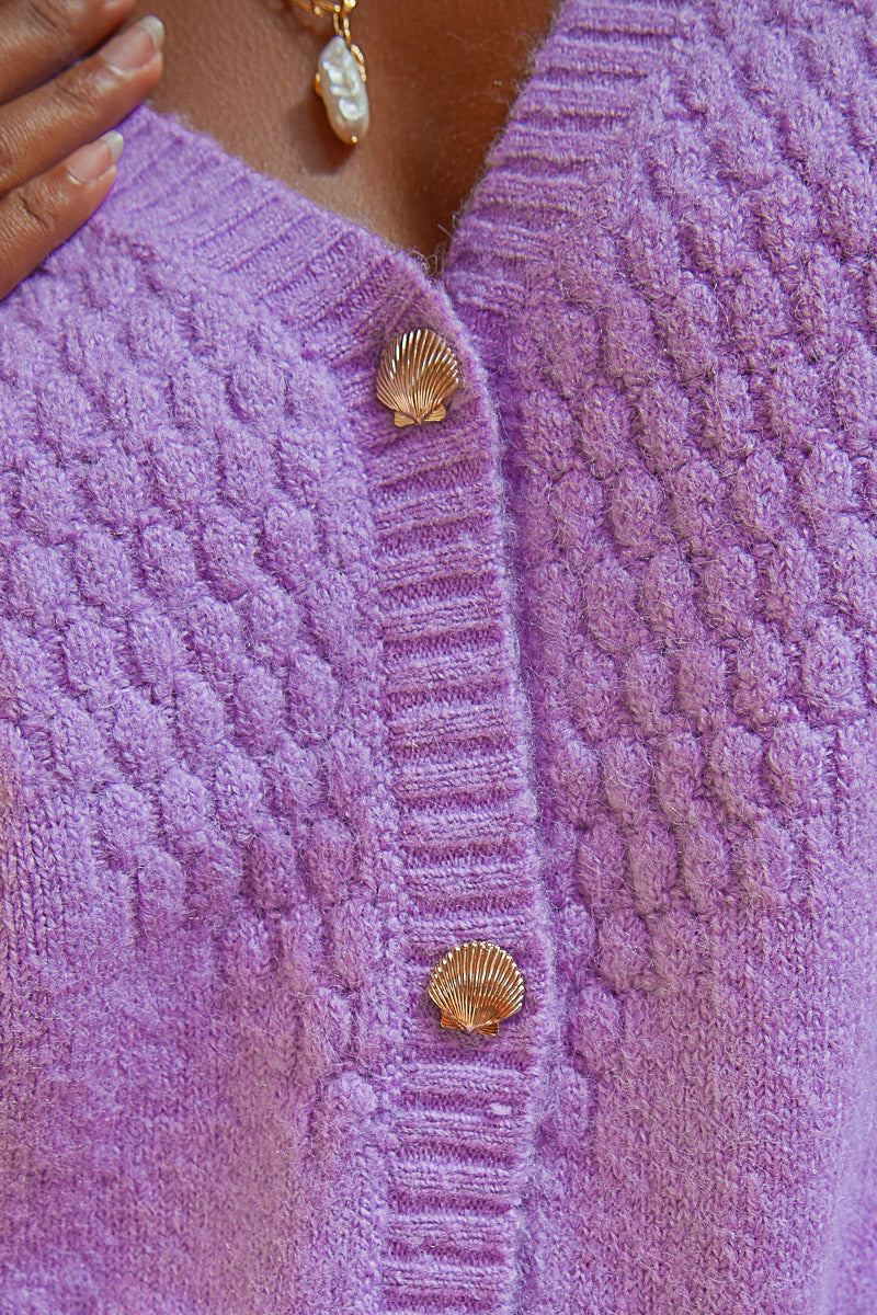 Shell Cashmere Cardigan- Purple cardigan womens