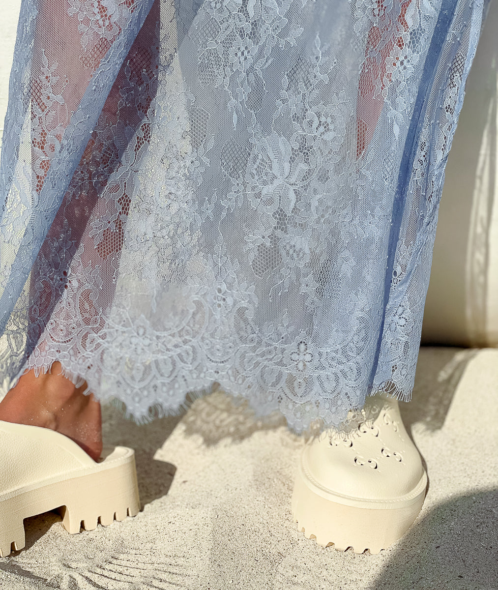 Daintree Lace Skirt- Dusty Blue