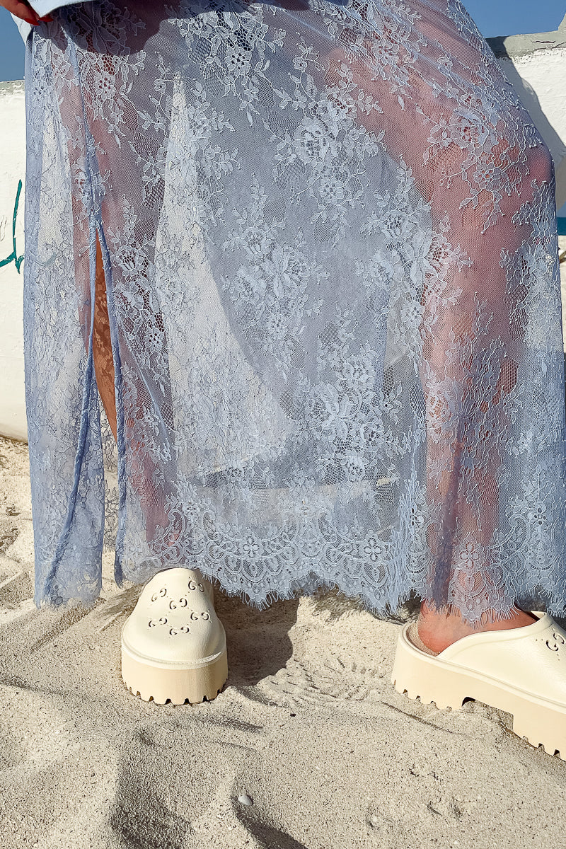 Daintree Lace Skirt- Dusty Blue