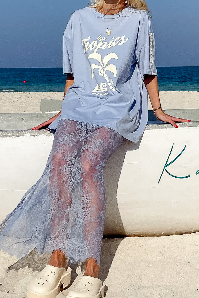 Daintree Lace Skirt- Dusty Blue