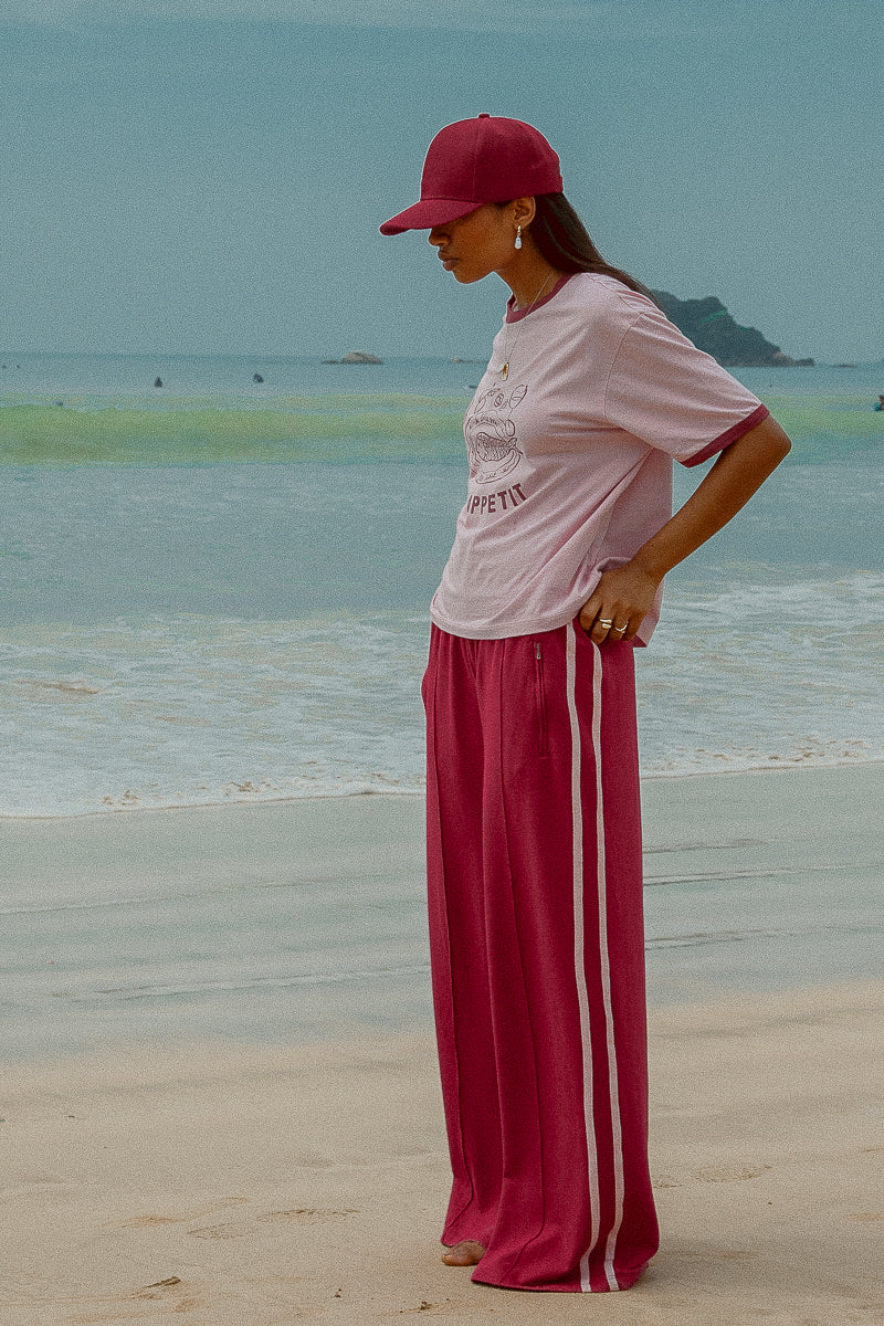 Stripe Track Pants Burgandy - W/S Pack of 5