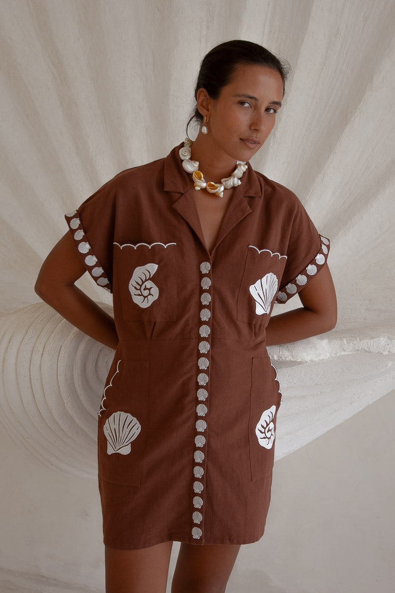 Bagus Sands Embroidered Shirt Dress