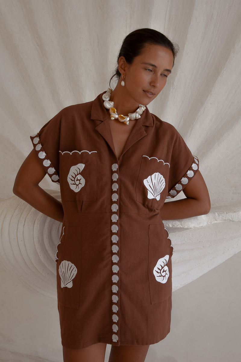 Bagus Sands Embroidered Shirt Dress