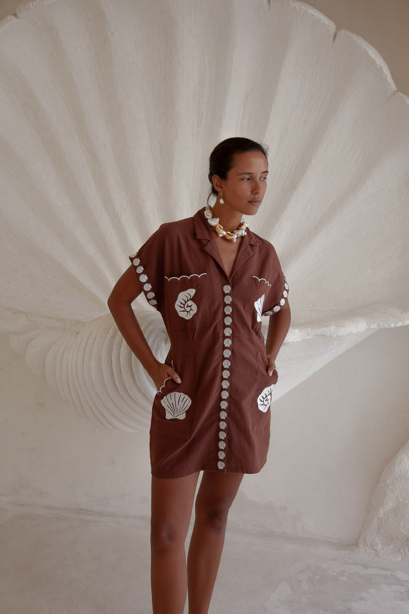 Bagus Sands Embroidered Shirt Dress
