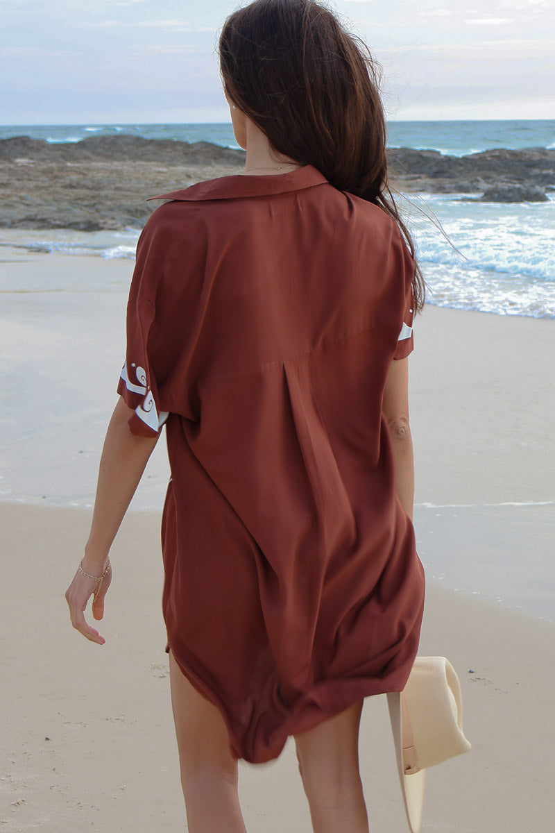 Ocean Club Shirt Dress Brown