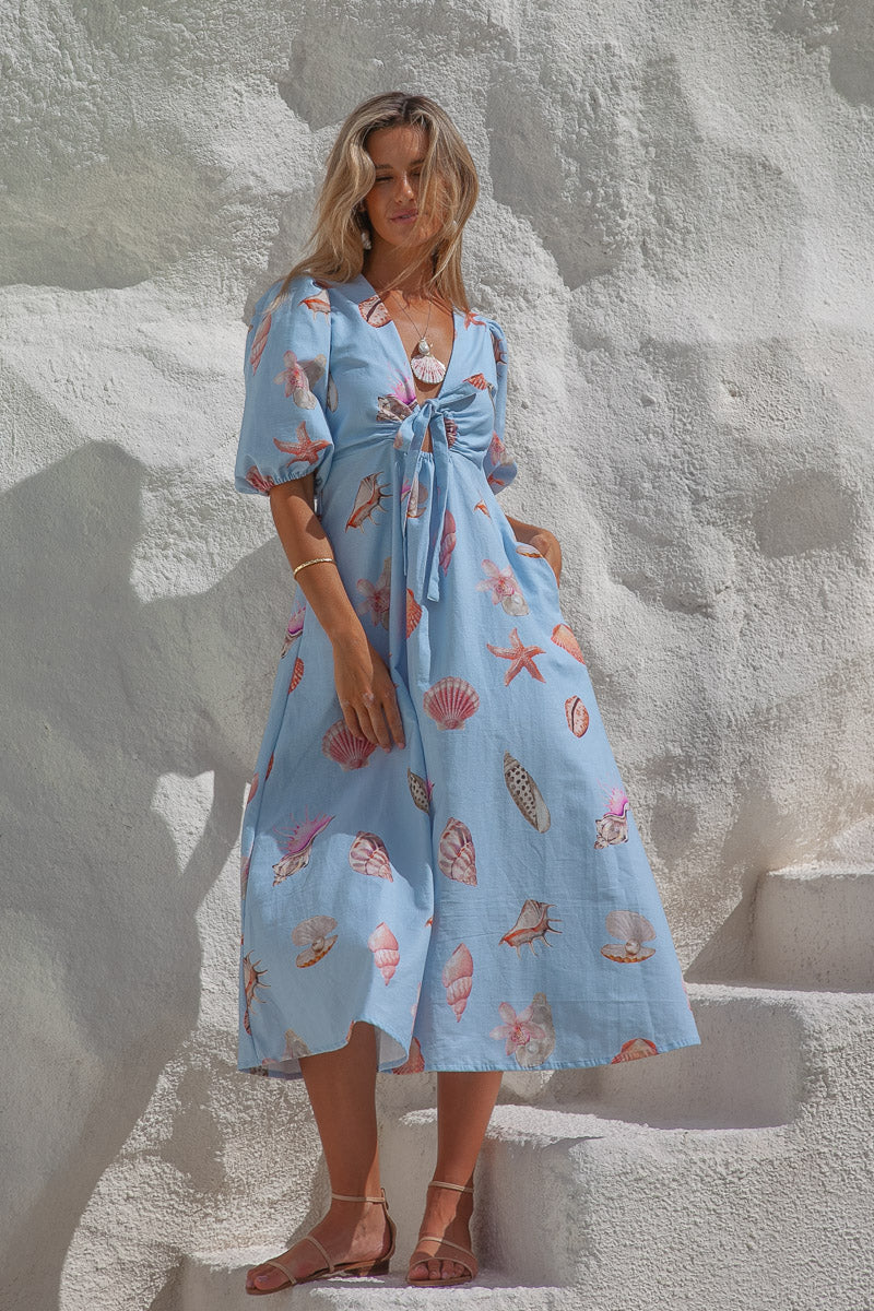 Corsica Shell Maxi Dress - Blue
