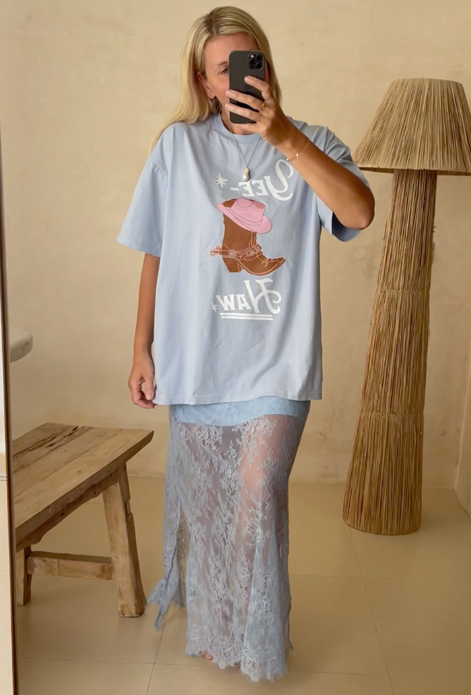Daintree Lace Skirt- Dusty Blue