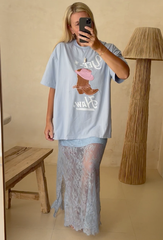 Daintree Lace Skirt- Dusty Blue