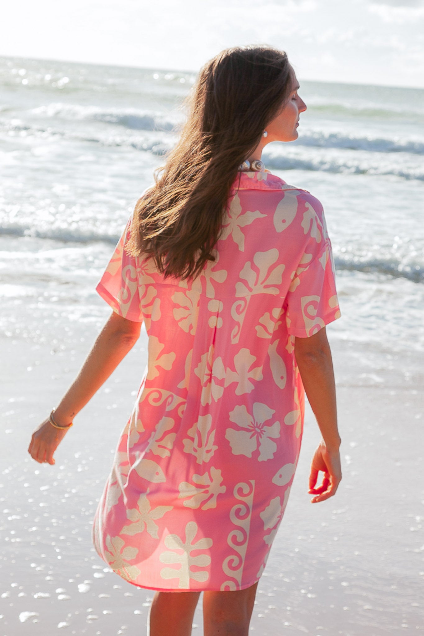 Hibiscus Pink Shirt Dress