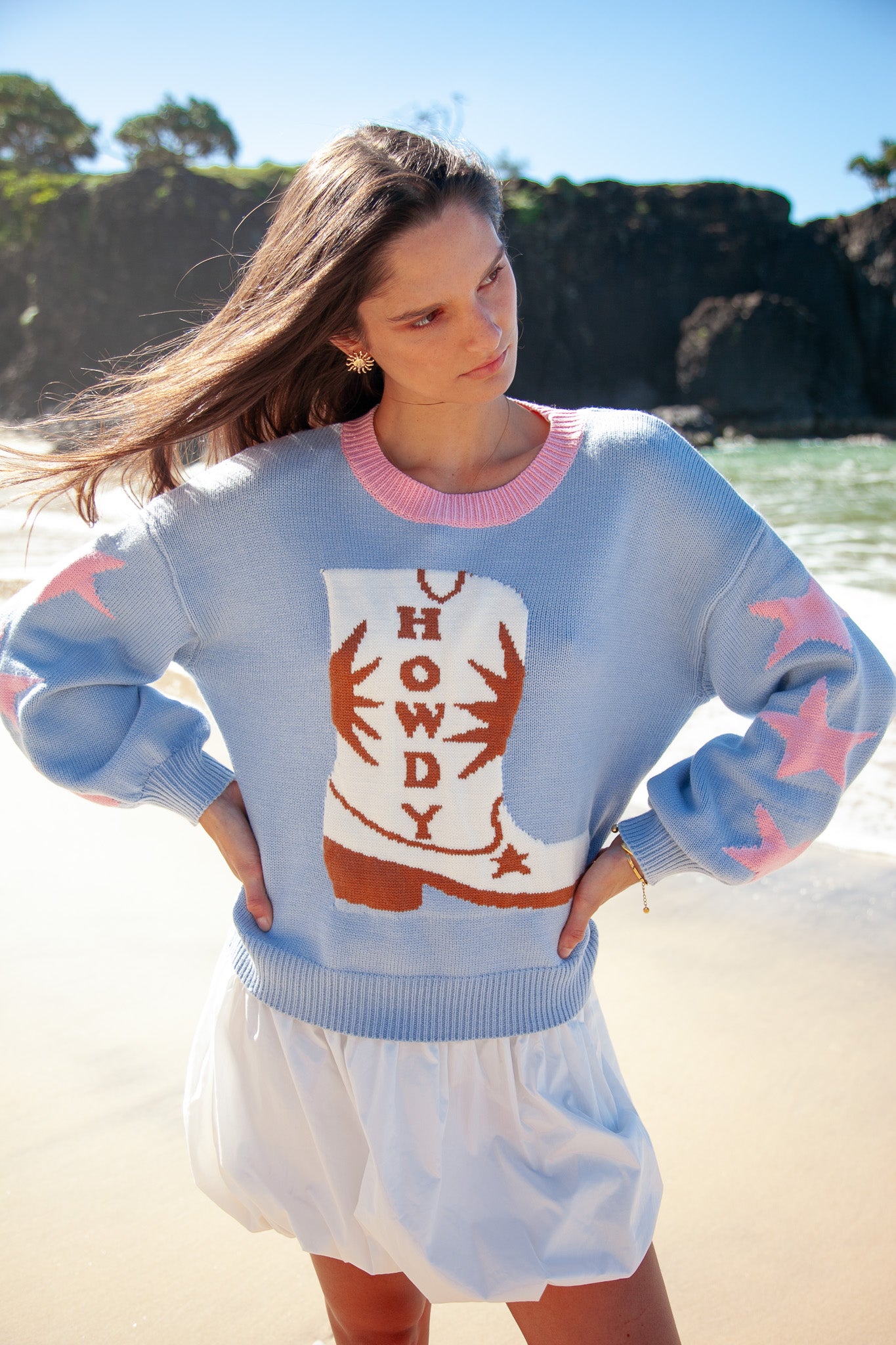 Howdy Knit Sweater - Blue