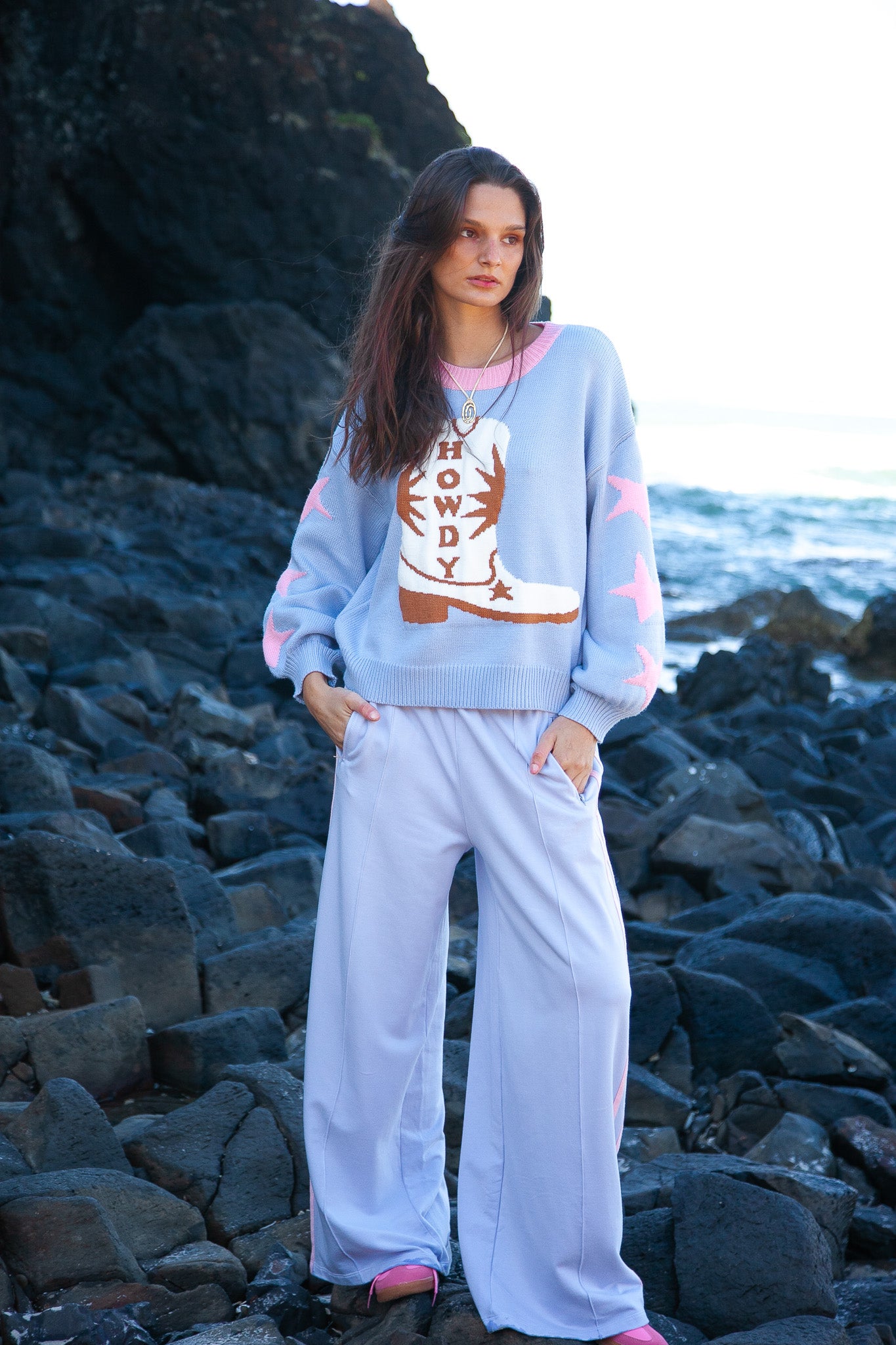 Howdy Knit Sweater - Blue