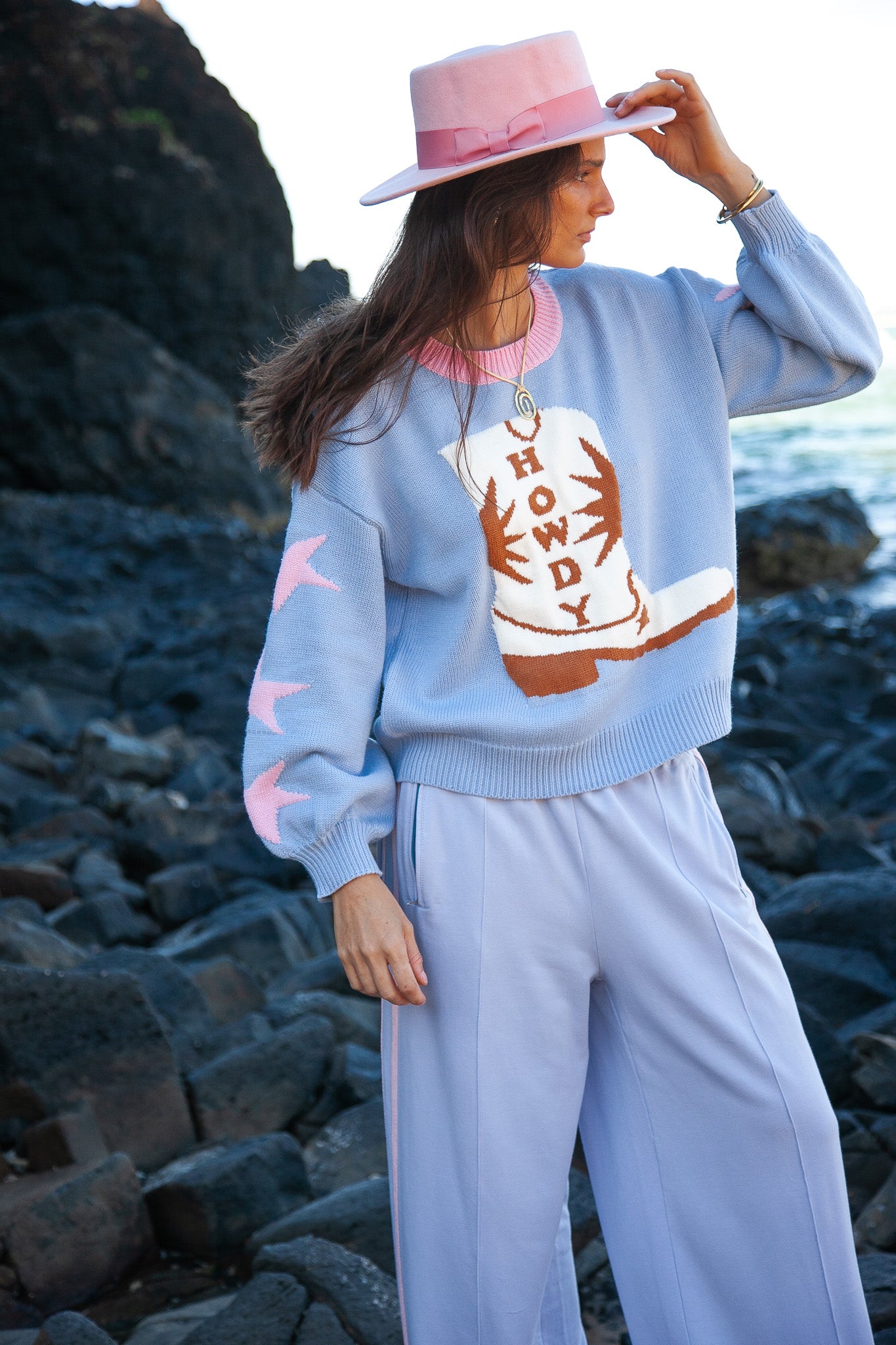 Howdy Knit Sweater - Blue