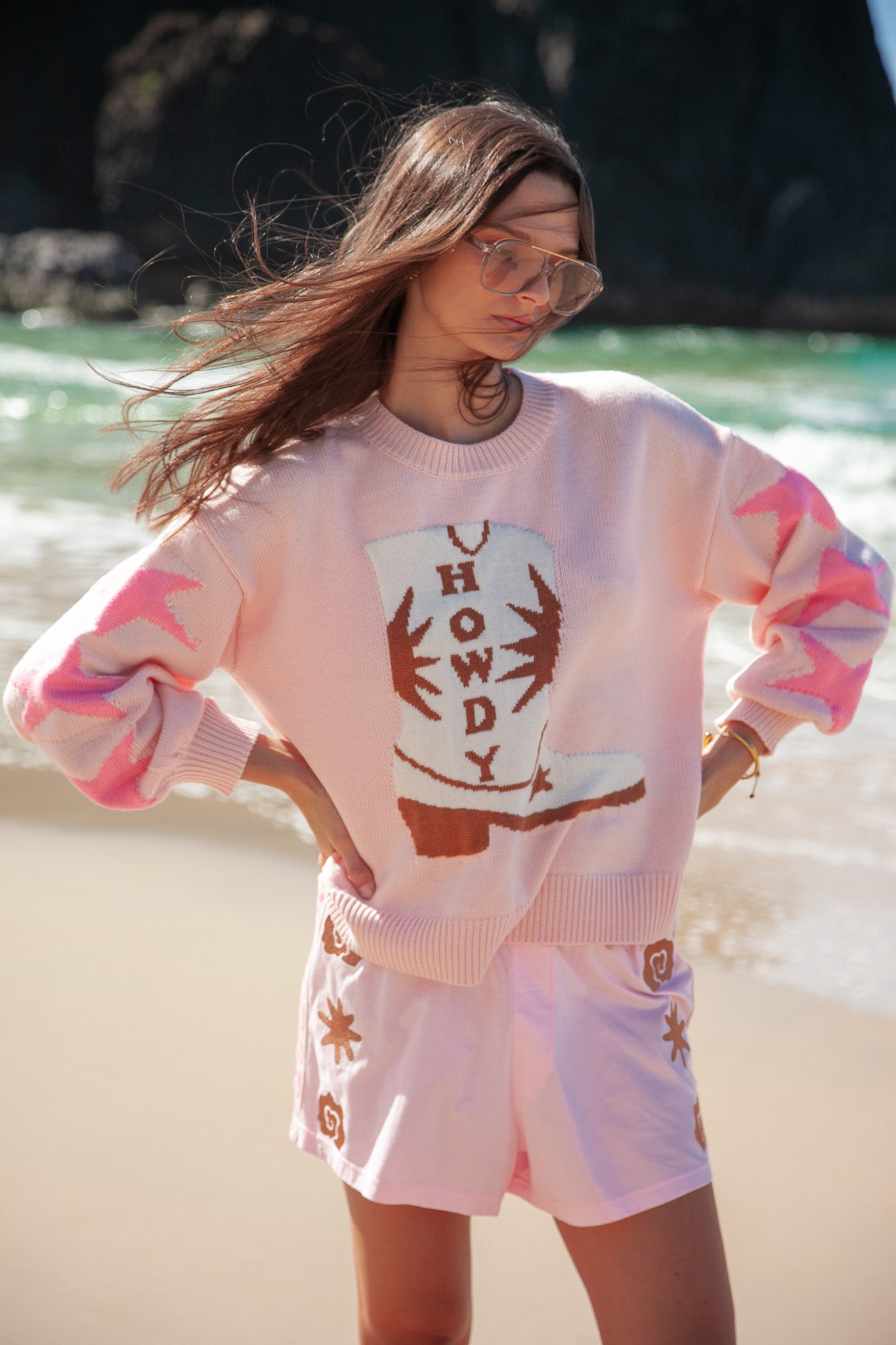Howdy Knit Sweater - Pink