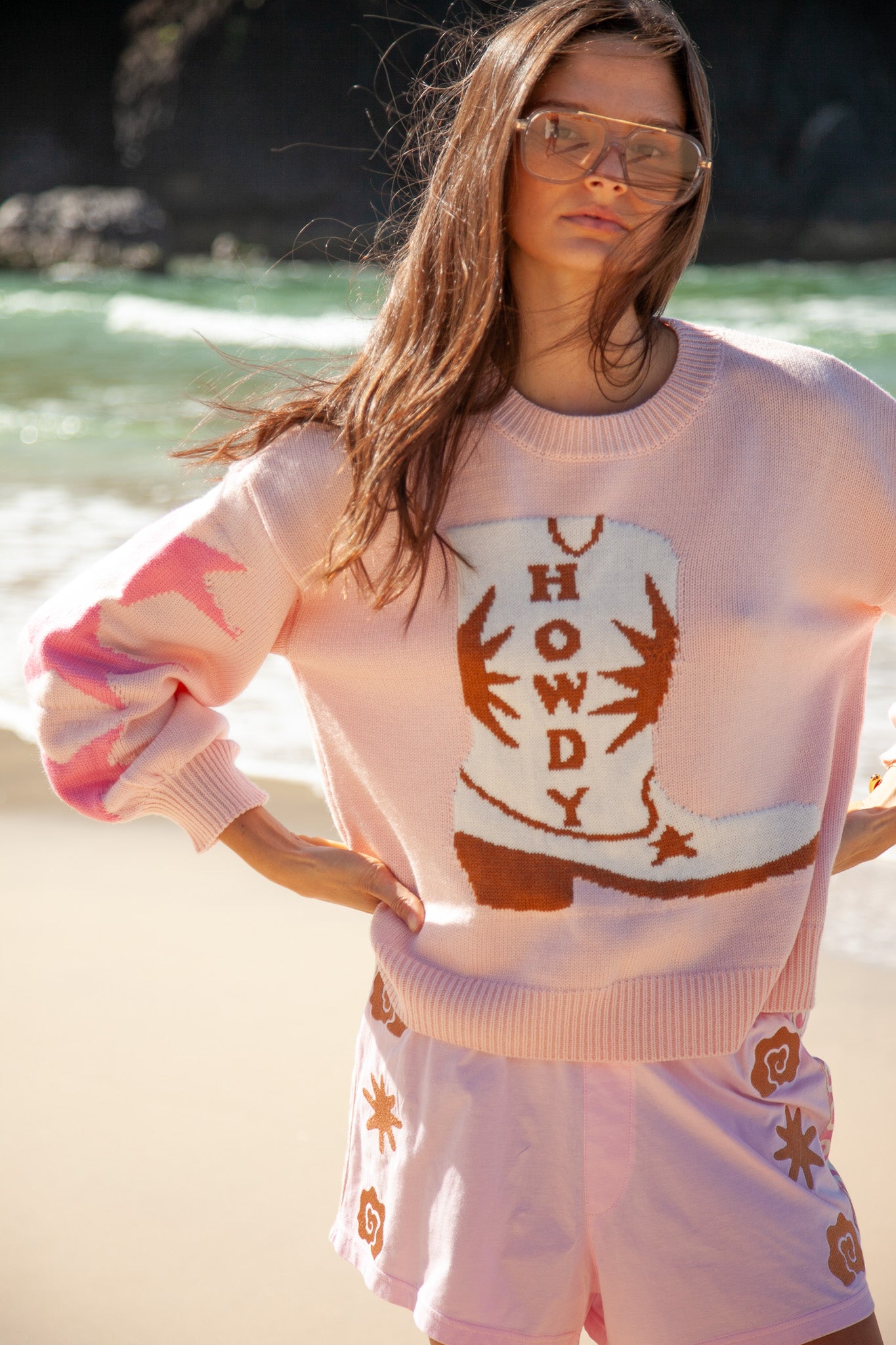 Howdy Knit Sweater - Pink