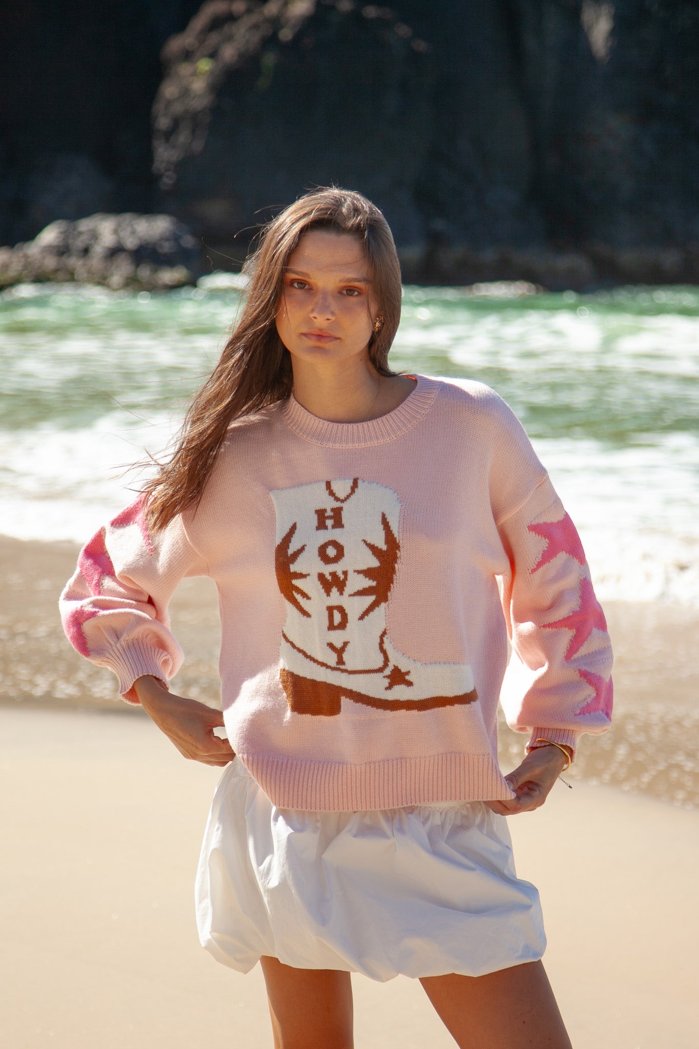 Howdy Knit Sweater - Pink