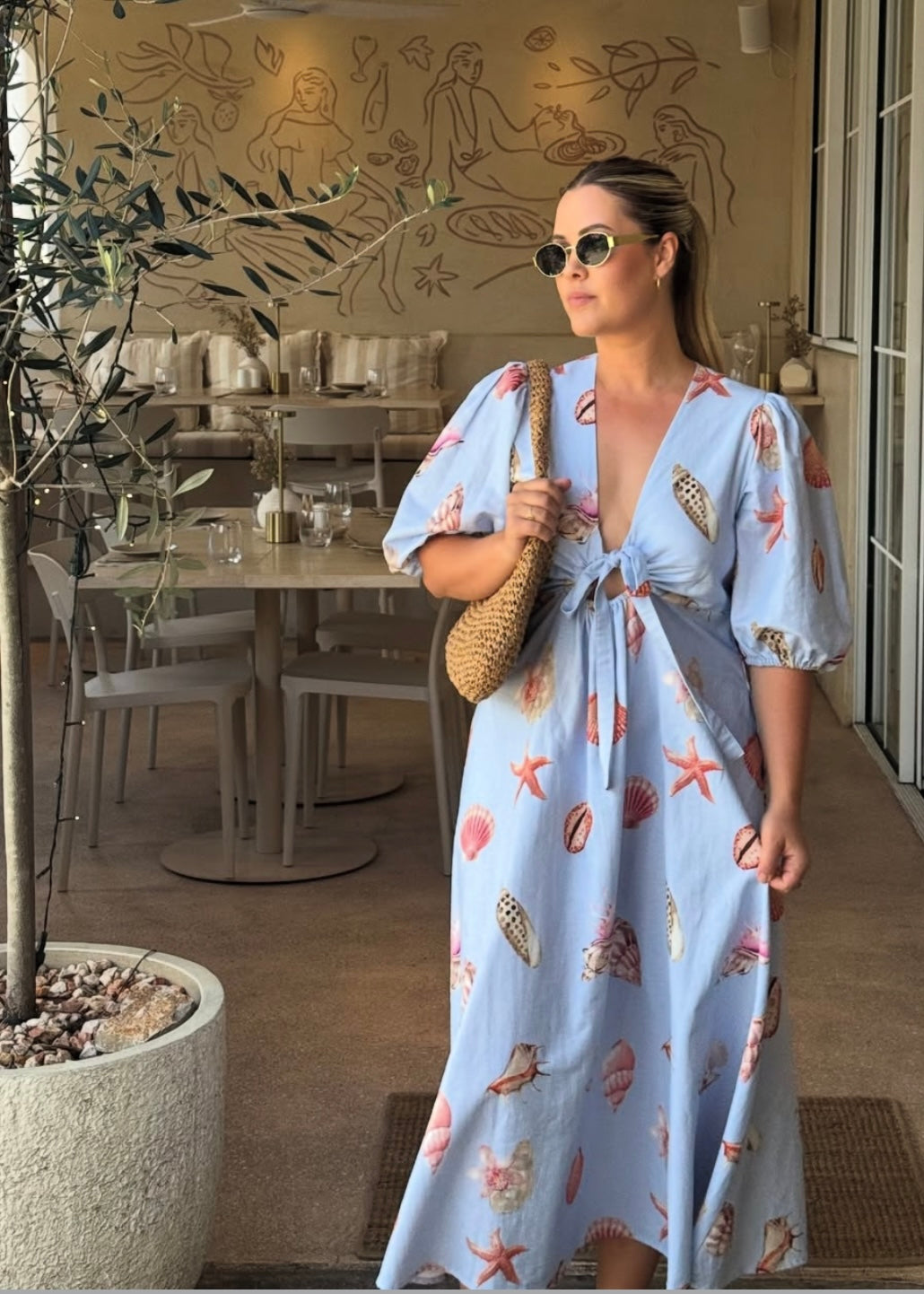 Corsica Shell Maxi Dress - Blue