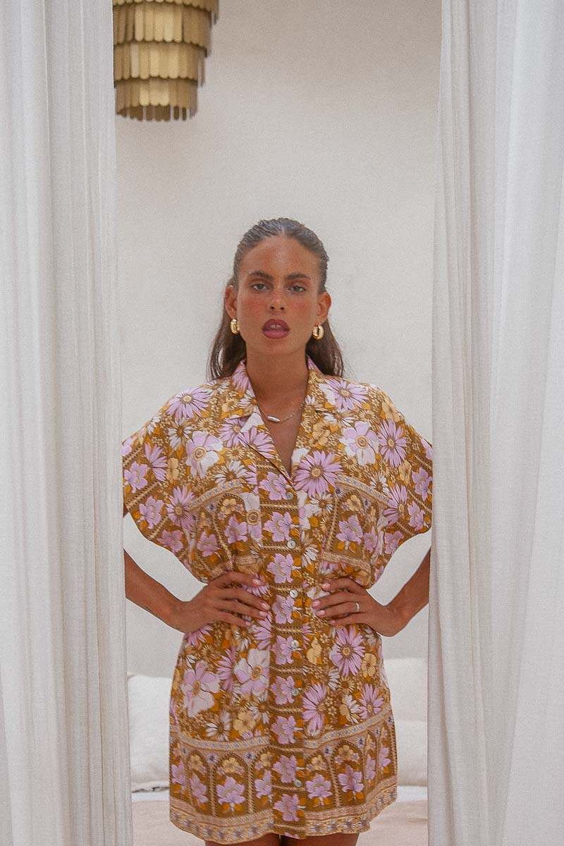 Leila Floral Shirt Dress Floral button down dress