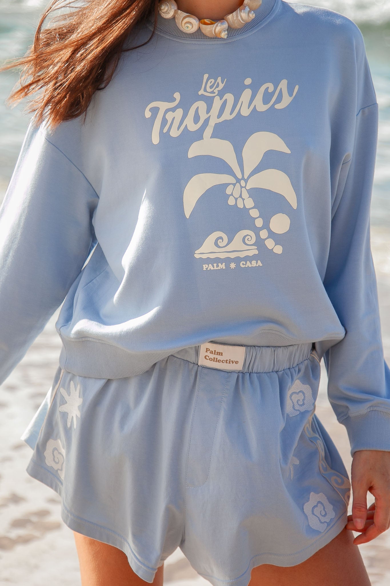 Palm Tropics Fleece Sweater - Blue