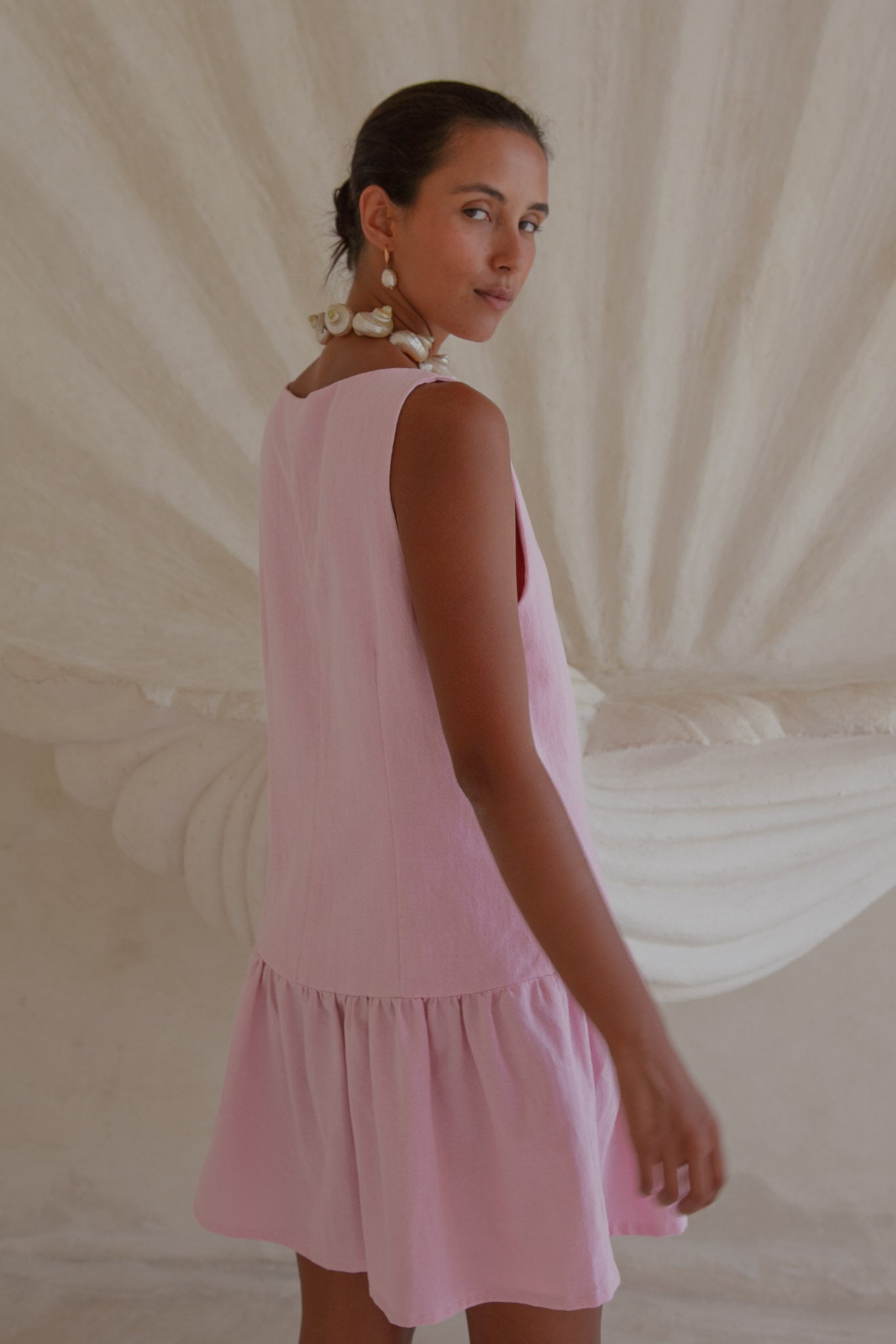 Lila Drop Waist Dress- Pink