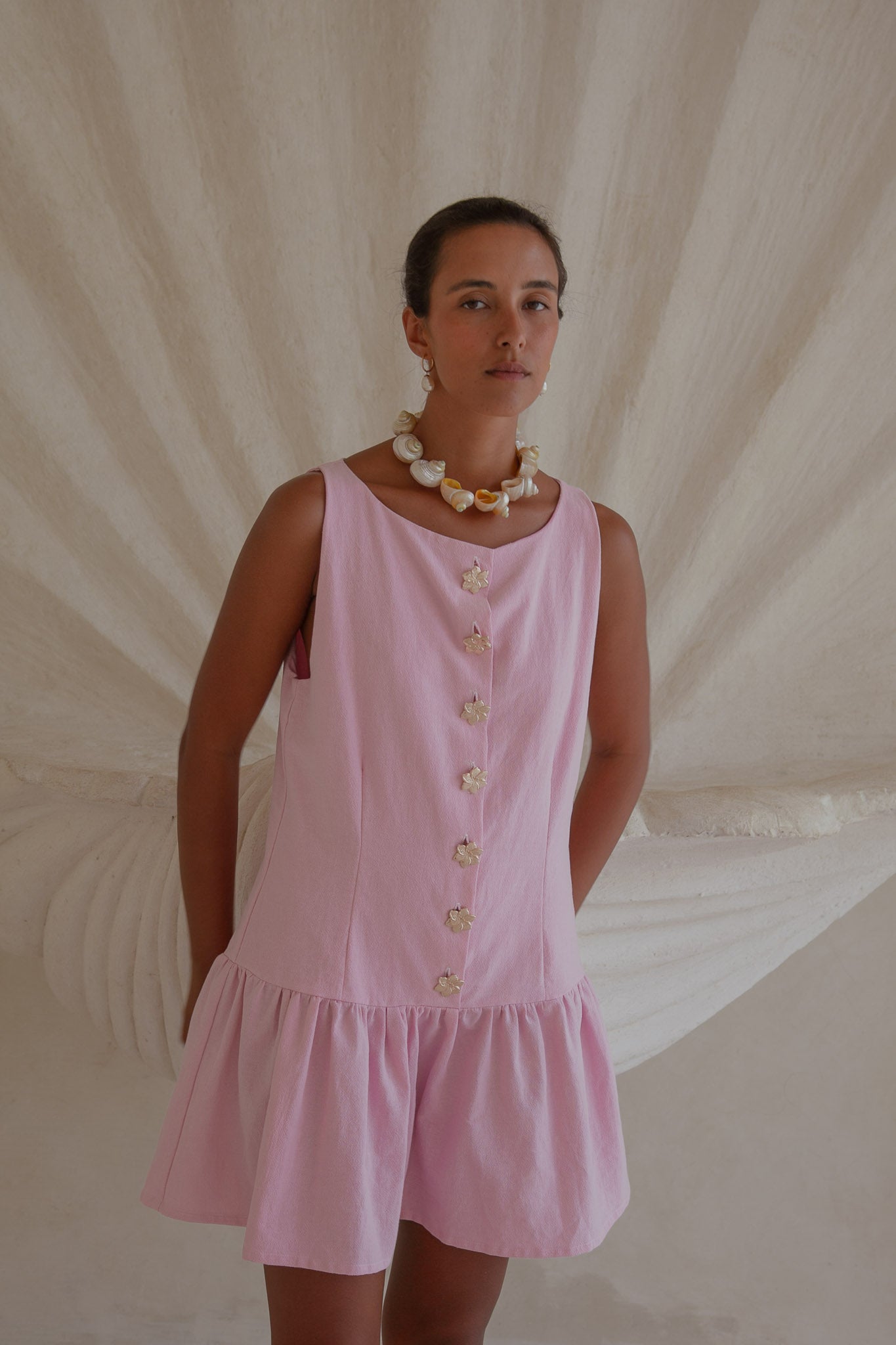 Lila Drop Waist Dress- Pink