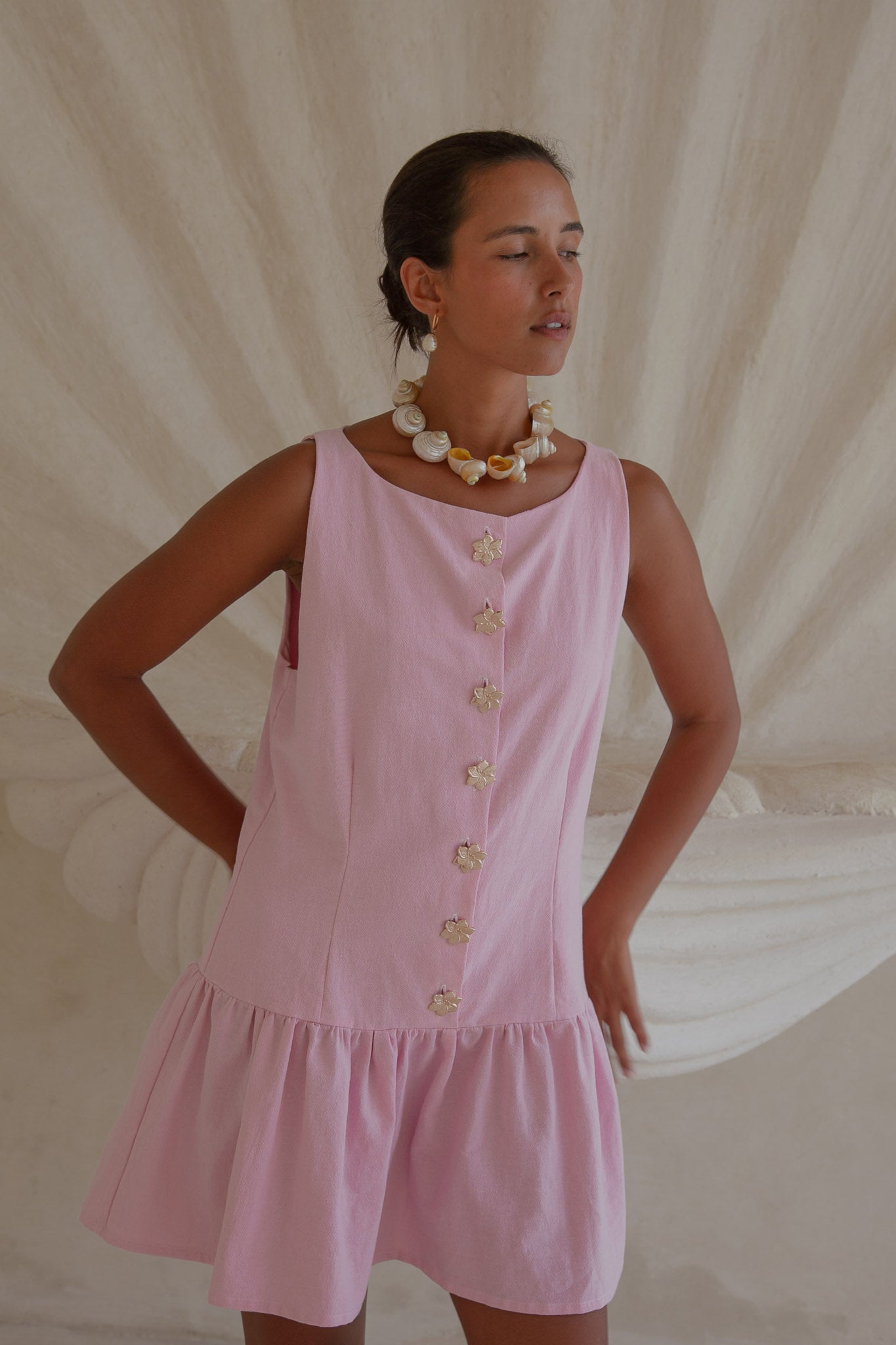 Lila Drop Waist Dress- Pink