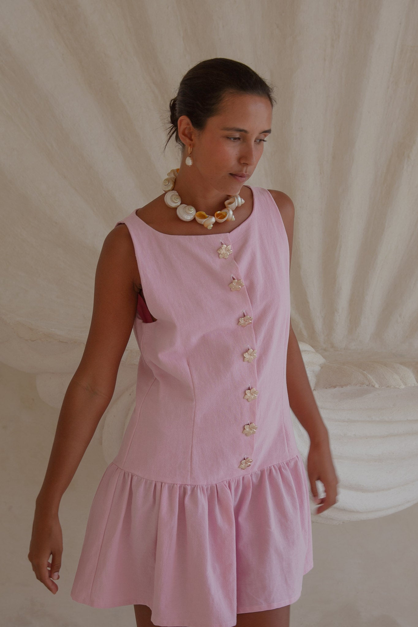 Lila Drop Waist Dress- Pink