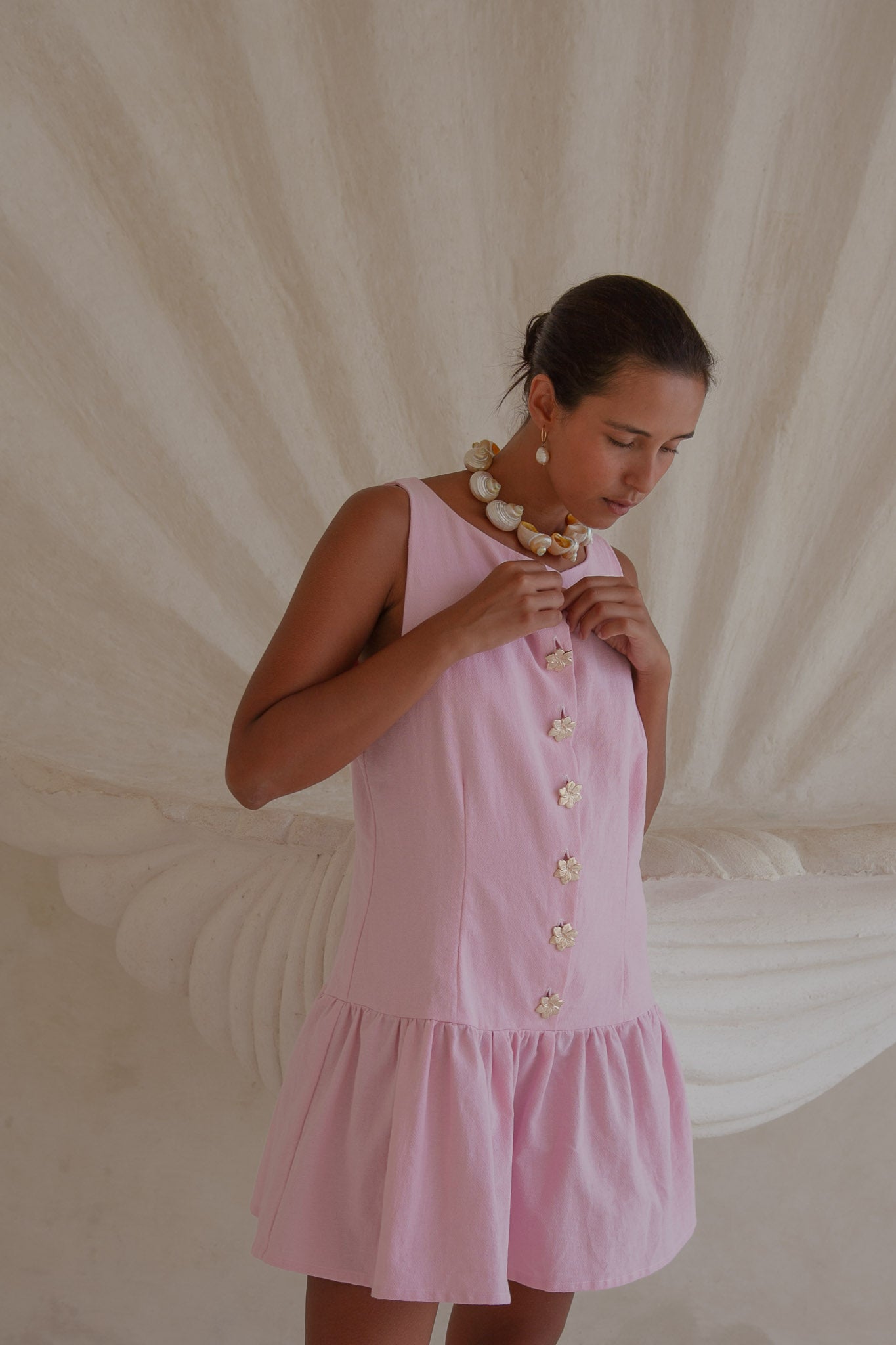 Lila Drop Waist Dress- Pink