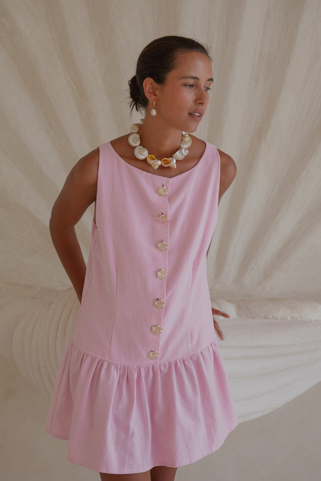 Lila Drop Waist Dress- Pink