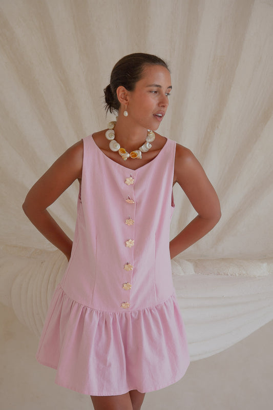 Lila Drop Waist Dress- Pink