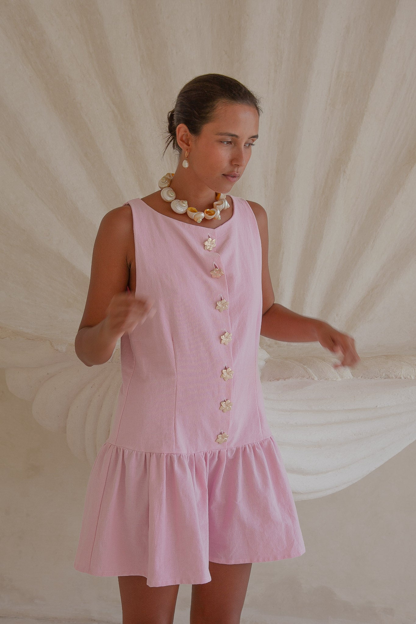 Lila Drop Waist Dress- Pink