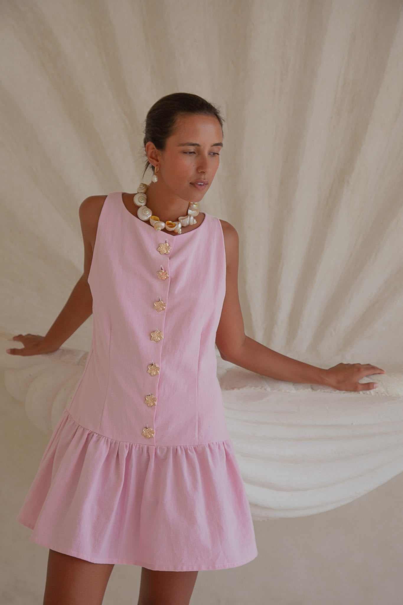 Lila Drop Waist Dress- Pink