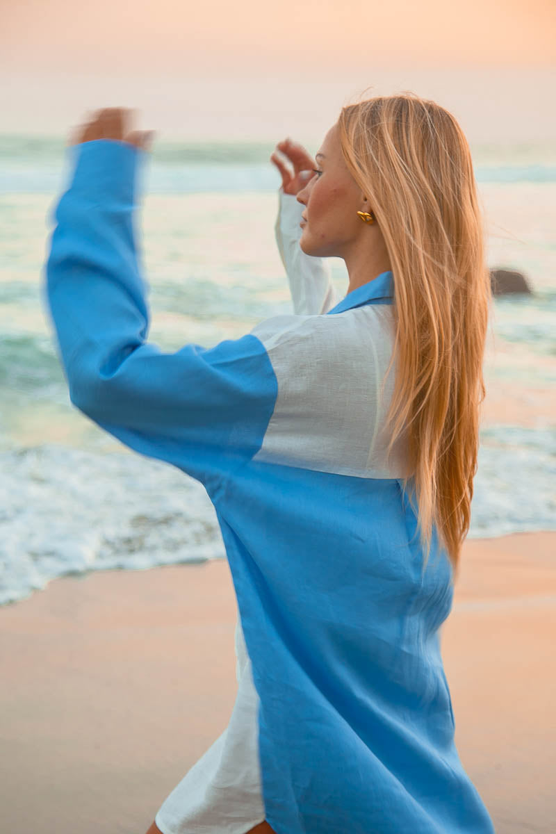 Lobster Linen Dress - Long Sleeve