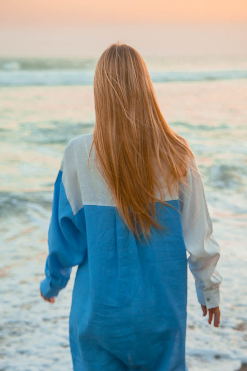 Lobster Linen Dress - Long Sleeve