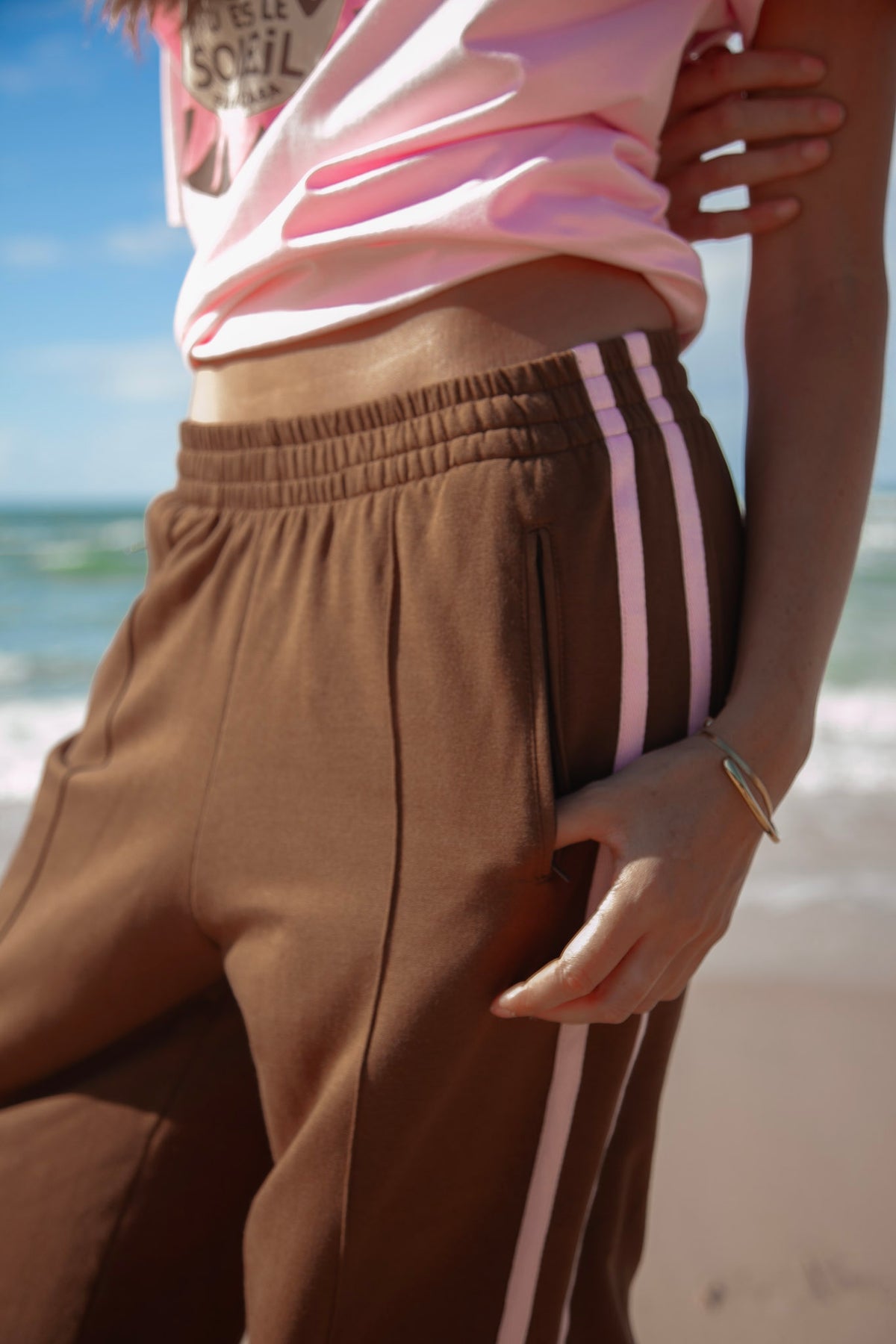 Stripe Track Pants  Brown -  W/S Pack of 5