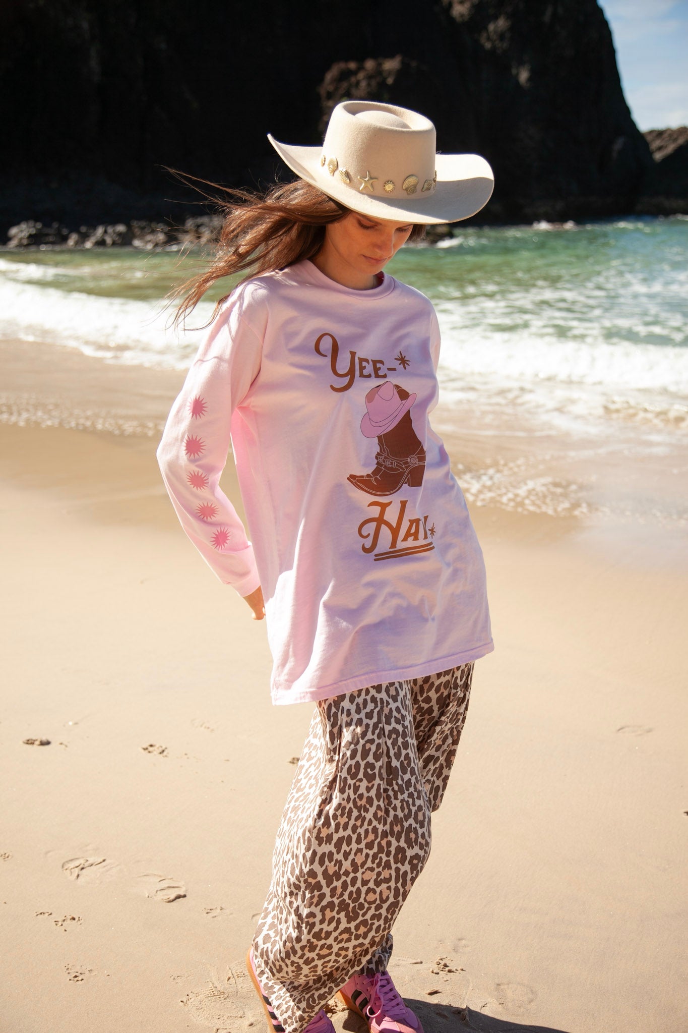 Yeehaw T-Shirt | Pink Long Sleeve - W/S Pack of 5